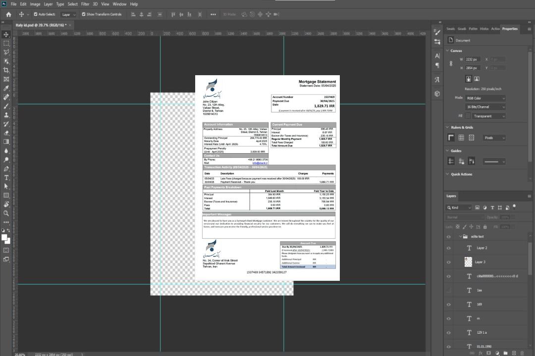 Modèle Word et PDF de relevé hypothécaire de la banque Iran Sarmayeh template Modèle Word et PDF de relevé hypothécaire de la banque Iran Sarmayeh template